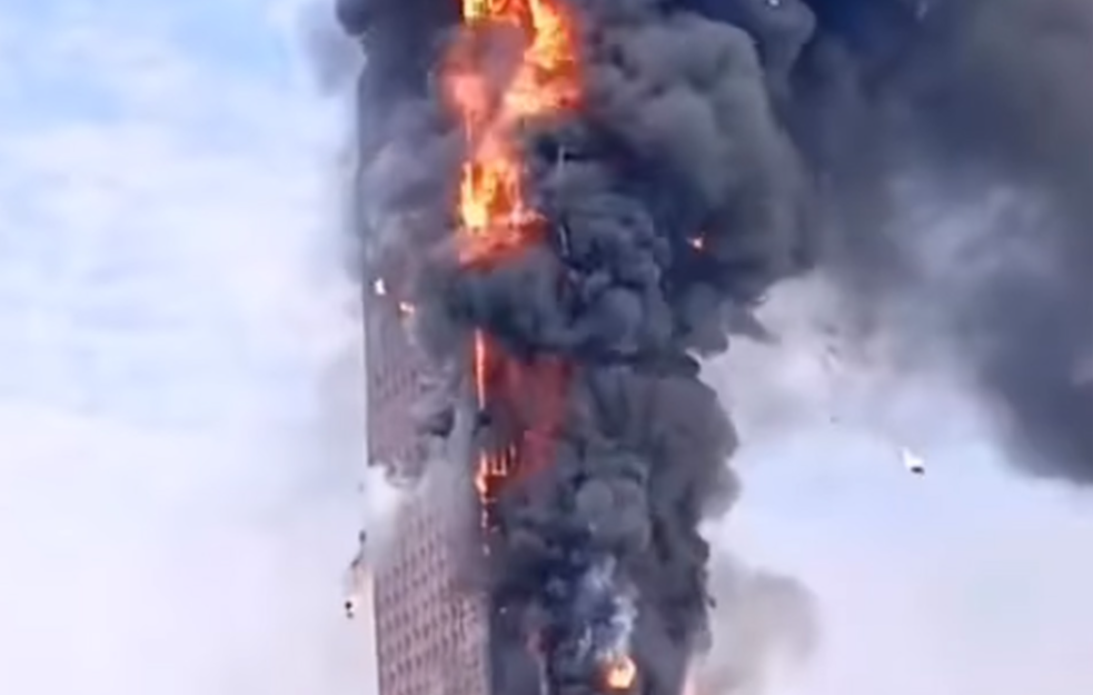 A building is burning in China